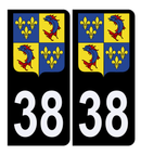 Autocollant Plaque d'immatriculation Voiture 38 Blason du Dauphiné