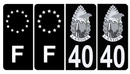 Lot de 4 Autocollants Plaque d’immatriculation Voiture 40 Blason des Landes