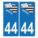 Autocollant Plaque d'immatriculation Voiture 44 Carte Bretagne