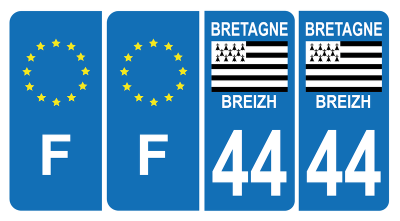 Autocollant plaque immatriculation blason département 44 breizh bretagne Autocollant plaque immatriculation blason département 44 breizh bretagne