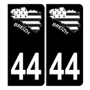 Autocollant Plaque d'immatriculation Voiture 44 Carte Bretagne