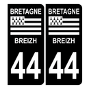 Autocollant Plaque d'immatriculation Voiture Département 44 Breizh Noir
