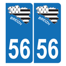 Autocollant Plaque d'immatriculation Voiture 56 Carte Bretagne