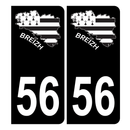 Autocollant Plaque d'immatriculation Voiture 56 Carte Bretagne