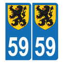 Autocollant Plaque d'immatriculation Voiture 59 Blason des Flandres
