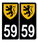 Autocollant Plaque d'immatriculation Voiture 59 Blason des Flandres