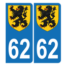 Autocollant Plaque d'immatriculation Voiture 62 Blason des Flandres