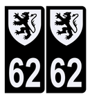Autocollant Plaque d'immatriculation Voiture 62 Blason des Flandres