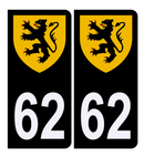 Autocollant Plaque d'immatriculation Voiture 62 Blason des Flandres