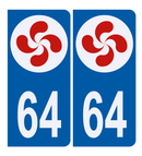 Autocollant Plaque d’immatriculation 64 Logo Croix Basque