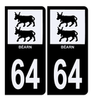Autocollant Plaque d'immatriculation Voiture 64 Béarn