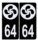 Autocollant Plaque d’immatriculation 64 Logo Croix Basque