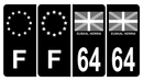 Lot 4 Autocollants Plaque d'immatriculation Voiture 64 Euskal Herria Pays Basque
