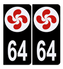 Autocollant Plaque d’immatriculation 64 Logo Croix Basque