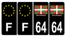 Lot 4 Autocollants Plaque d'immatriculation Voiture 64 Pays Basque