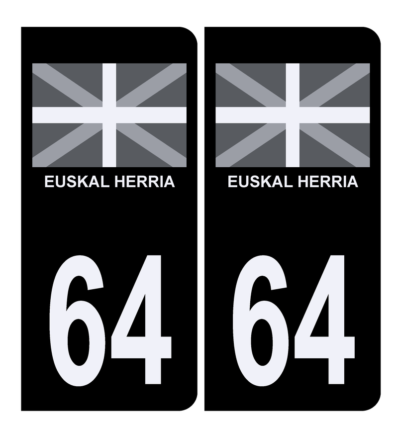 Autocollant Plaque d'immatriculation Voiture 64 Euskal Herria Pays Basque