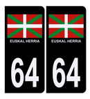 Autocollant Plaque d'immatriculation Voiture 64 Euskal Herria Pays Basque
