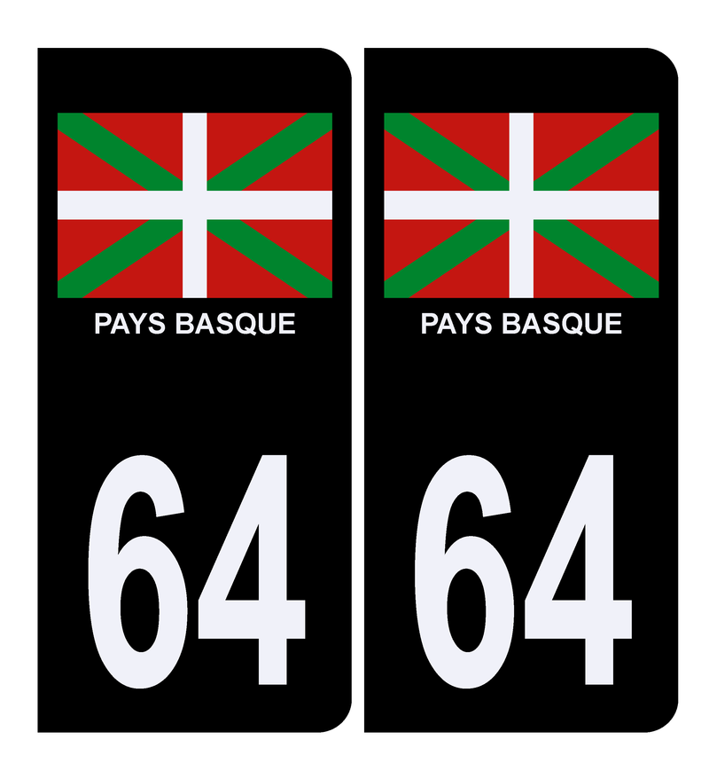 Autocollant Plaque d'immatriculation Voiture 64 Pays Basque