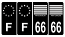 Lot 4 Autocollants Plaque d'immatriculation Voiture 66 Drapeau Catalan