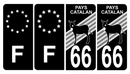 Lot de 4 Autocollants Plaque d’immatriculation 66 Logo Blason Pays Catalan Logo Ane
