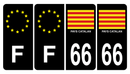 Lot 4 Autocollants Plaque d'immatriculation Voiture 66 Drapeau Catalan
