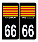Autocollant Plaque d'immatriculation Voiture 66 Drapeau Catalan