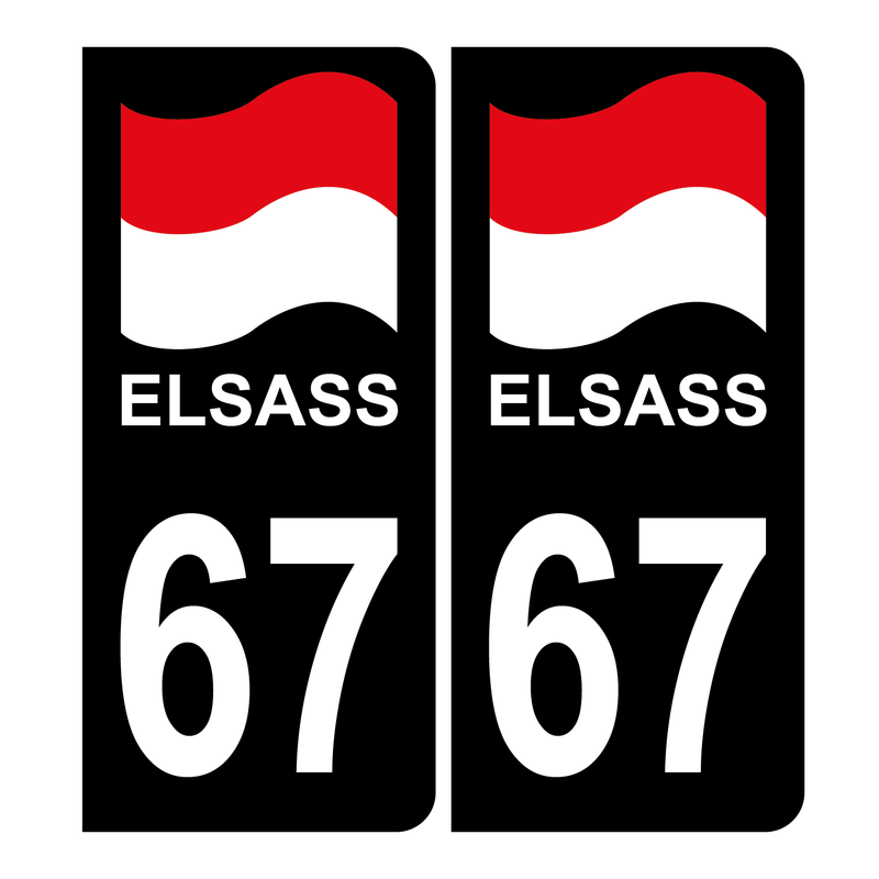 Autocollant Plaque d'immatriculation Voiture 67 Alsace Elsass Drapeau