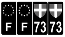 Lot 4 Autocollants Plaque d'immatriculation Voiture 73 Croix de Savoie