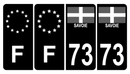 Lot de 4 Autocollants d'immatriculation Voiture 73 Croix de Savoie Version Bis