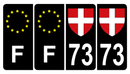 Lot 4 Autocollants Plaque d'immatriculation Voiture 73 Croix de Savoie