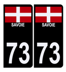 Autocollant Plaque d'immatriculation Voiture 73 Croix de Savoie Version Bis