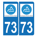 Autocollant Plaque d'immatriculation Voiture 73 Auvergne Rhône Alpes Version Bis