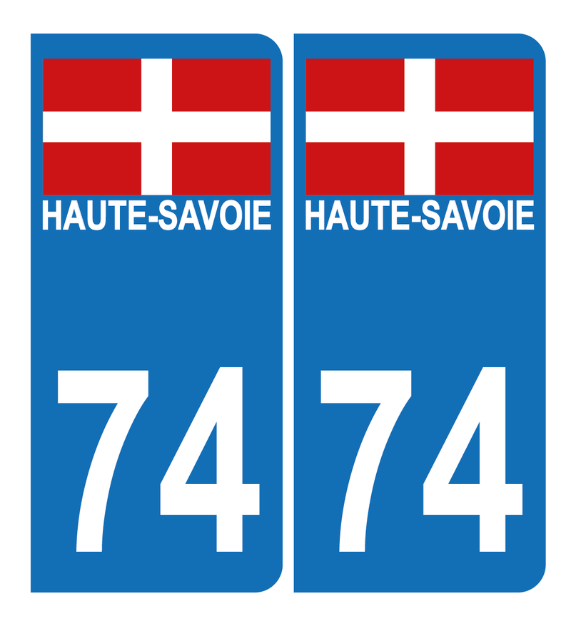 Autocollant Plaque d'immatriculation Voiture 74 Croix de Savoie Version Bis