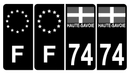 Lot de 4 Autocollants Plaque d'immatriculation Voiture 74 Croix de Savoie Version Bis