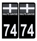Autocollant Plaque d'immatriculation Voiture 74 Croix de Savoie Version Bis
