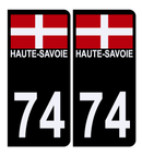 Autocollant Plaque d'immatriculation Voiture 74 Croix de Savoie Version Bis