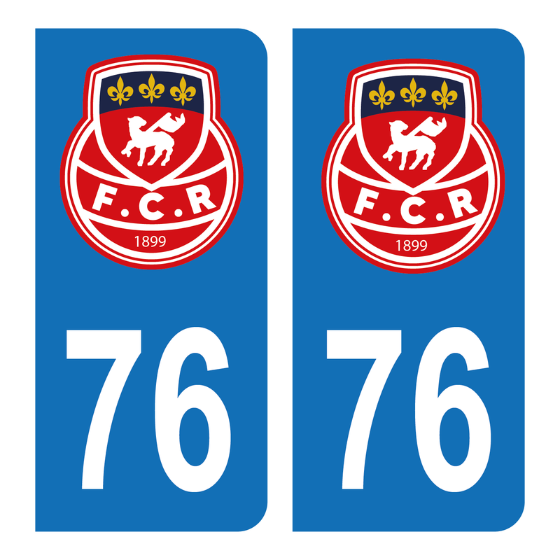 Autocollant Plaque d'immatriculation 76 FCR Football Club Rouen Noir