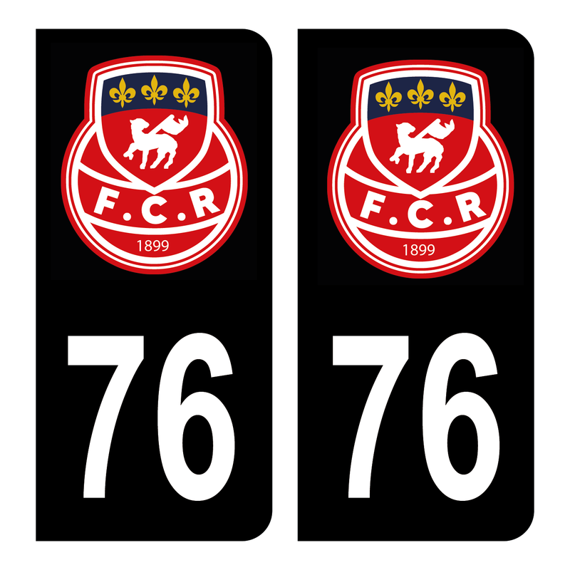 Autocollant Plaque d'immatriculation 76 FCR Football Club Rouen