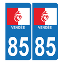 Autocollant Plaque d'immatriculation Voiture 85 Drapeau Vendéen Bis