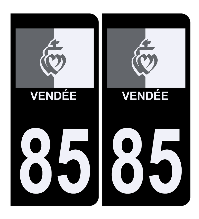 Autocollant Plaque d'immatriculation Voiture 85 Drapeau Vendéen Bis