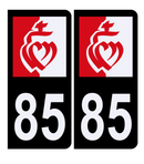 Autocollant Plaque d'immatriculation Voiture 85 Drapeau Vendéen