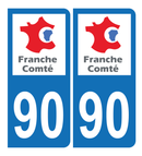 Autocollant Plaque d'immatriculation Voiture Ancienne Région 90 Noir