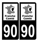 Autocollant Plaque d'immatriculation Voiture Ancienne Région 90 Noir