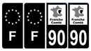 Lot 4 Autocollants Plaque d'immatriculation Voiture Ancienne Région 90 Noir