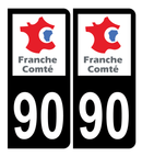 Autocollant Plaque d'immatriculation Voiture Ancienne Région 90 Noir