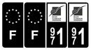Lot 4 Autocollants plaque d'immatriculation 971 Guadeloupe Bis Noir