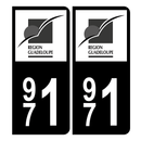 Autocollant Plaque d'immatriculation 971 Guadeloupe