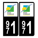 Autocollant Plaque d'immatriculation 971 Guadeloupe