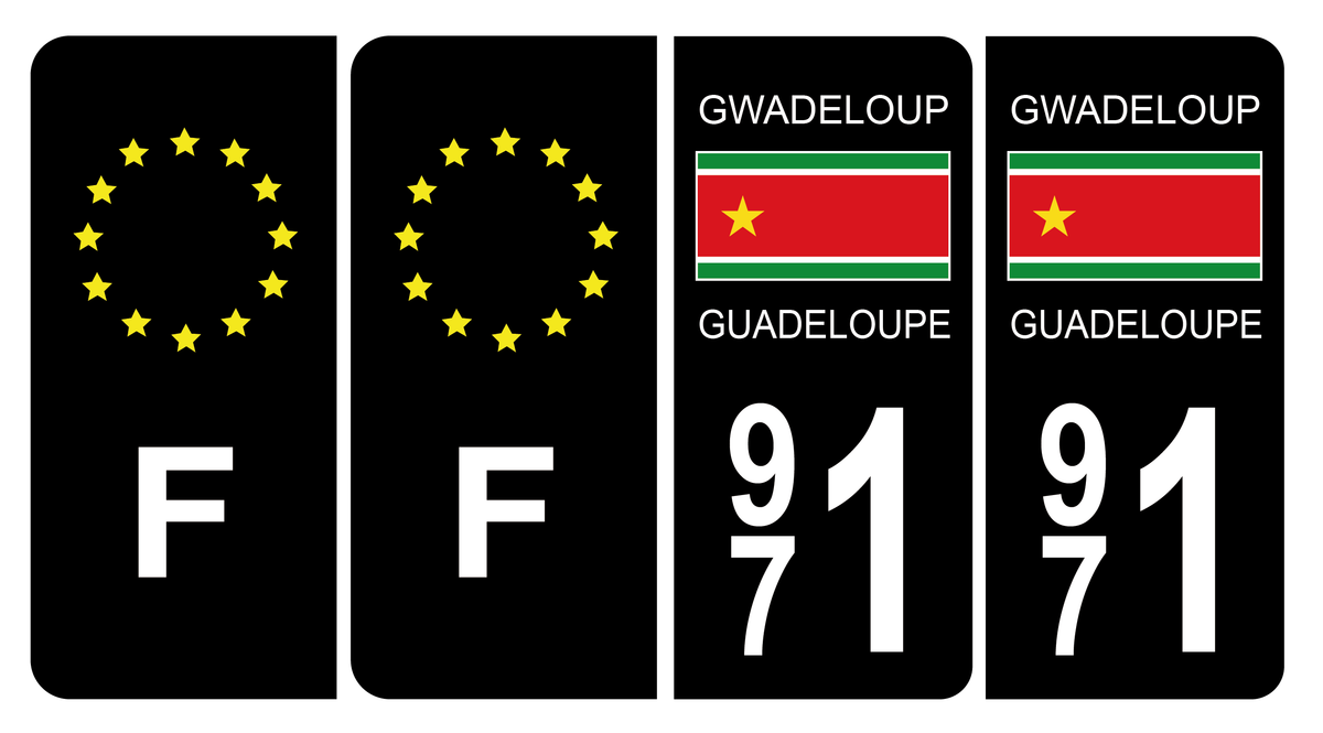 Autocollants 971 avec logo régional de la Guadeloupe pour plaque d Autocollants 971 avec logo régional de la Guadeloupe pour plaque d