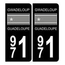 Autocollant Plaque d'immatriculation 971 Guadeloupe Noir